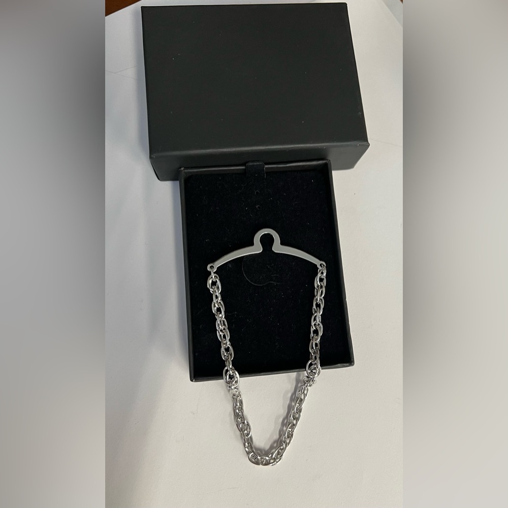 NIB Competition Inc. Men's double loop Tie Chain - Silver stainless steel